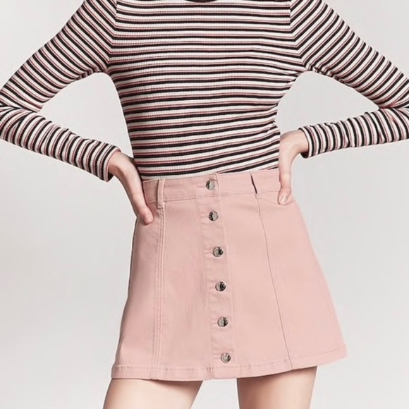 NWOT Forever 21 Los Angeles Blush Button-up Skirt - Picture 1 of 5